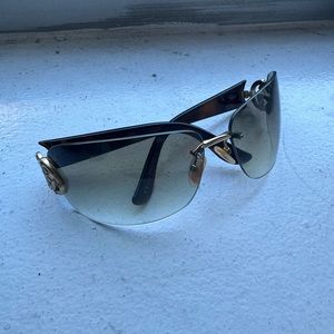 GUCCI Rimless Gradient Tint Bamboo GG Wrap Sunglasses-2833